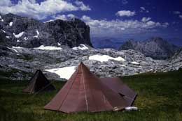 View across the Cares from top camp at Vega Huerta